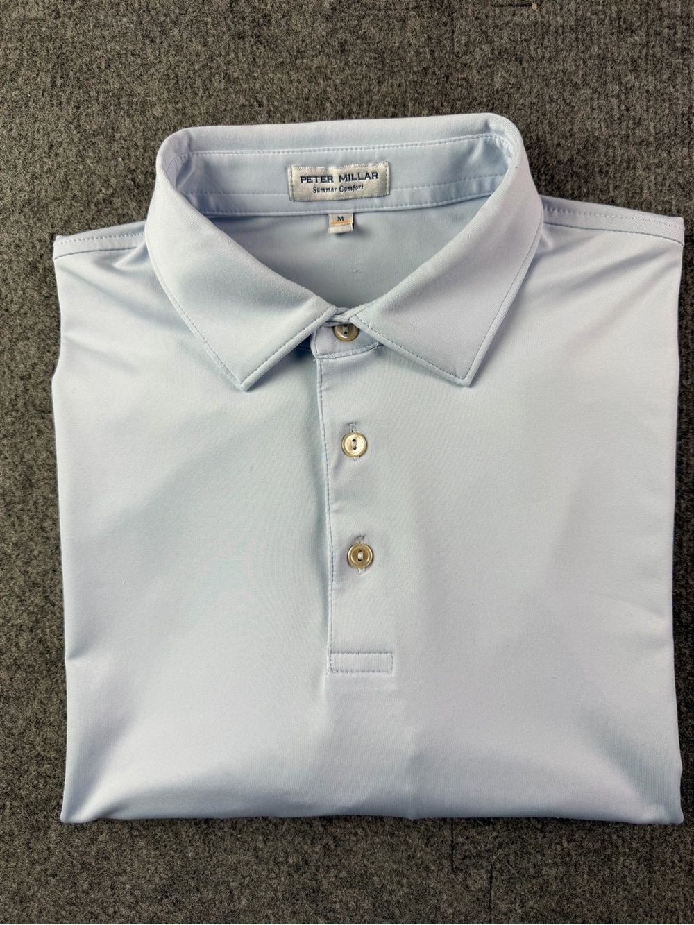 Peter Millar Summer Comfort Mens Short Sleeve Golf Polo Shirt Size M Light Blue